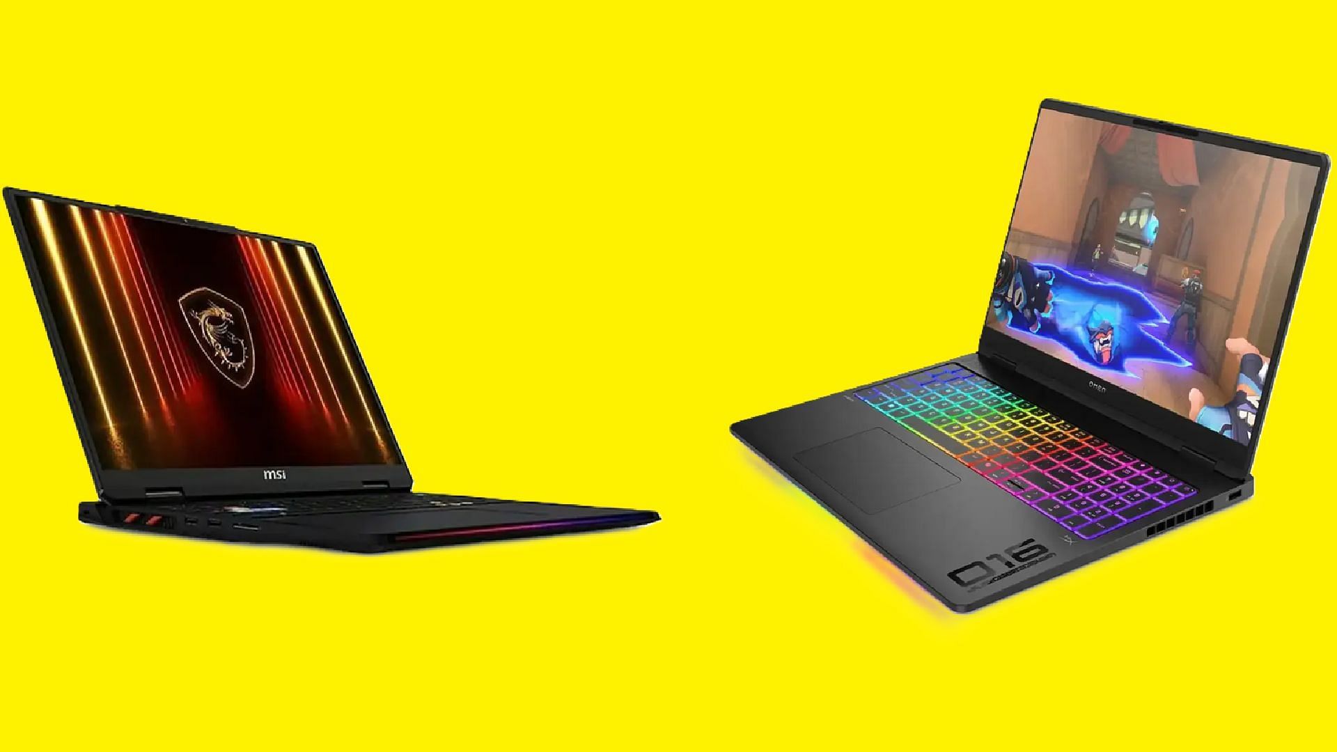 Raider 18HX AI and Omen Max 16 (from left to right) specs comparison (Image via MSI and HP)